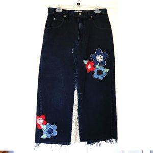 2 Chix Women’s Floral Denim Skirt